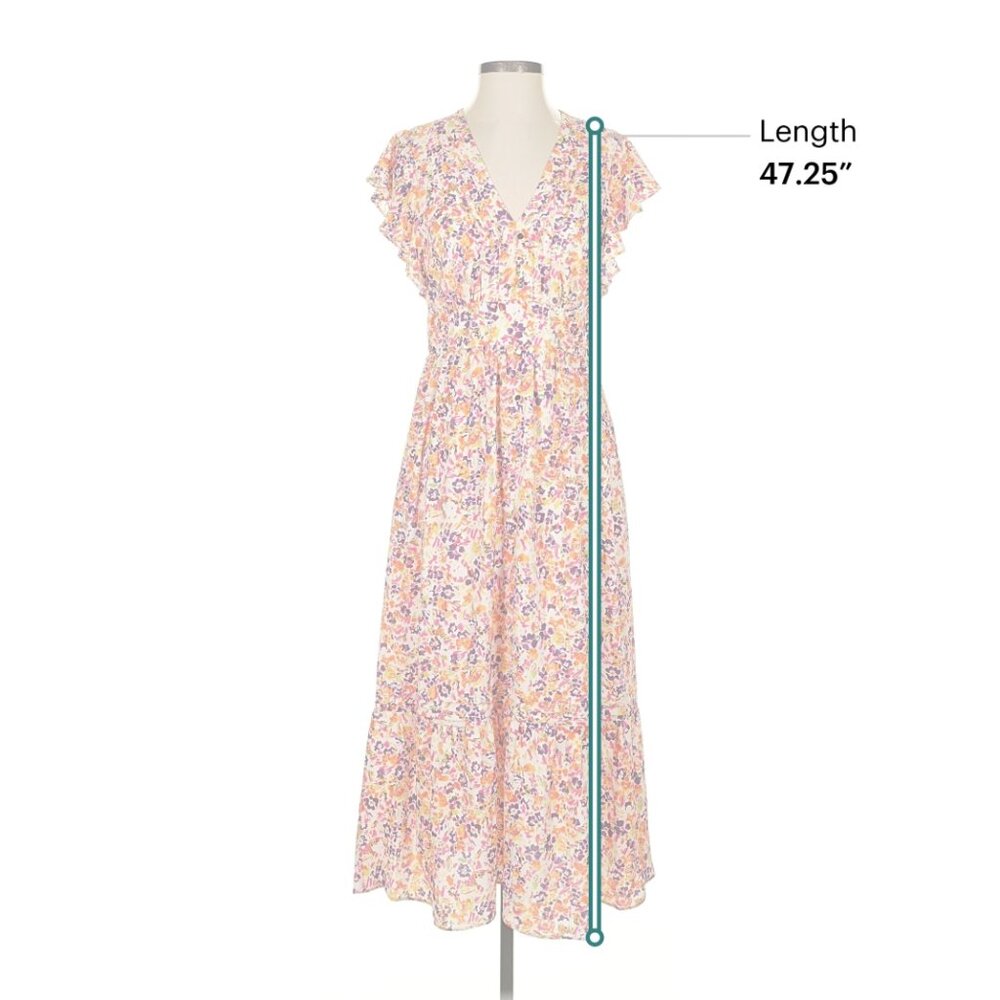 Julia Jordan Pintuck Peach floral Flutter Sleeve Midi Dress - Size 4- Like New - Picture 7 of 10